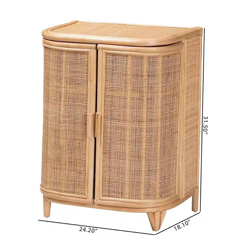 bali & pari Yanka Mobile Contenitore in Rattan Naturale: Artigianale, 2 Ripiani, Design Bohemien