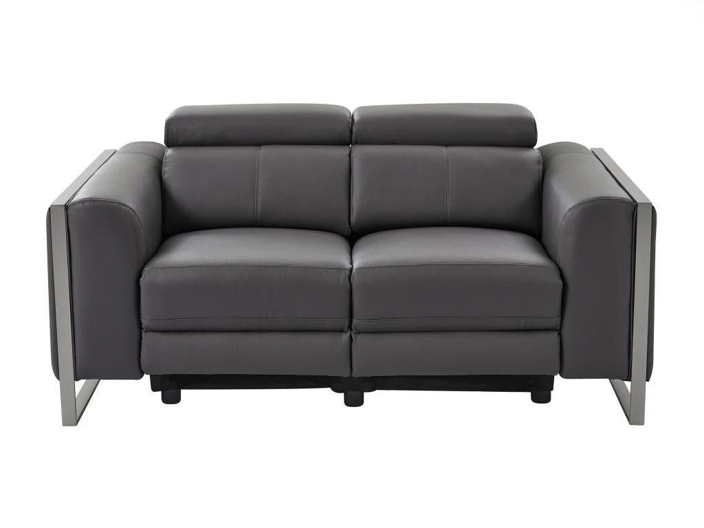Divano 2 posti Meublori elettrico in pelle grigio antracite Meublori