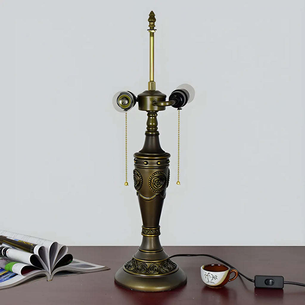 Lampada da tavolo HomeyFad a 2 luci, vintage, con cupola in vetro inossidabile