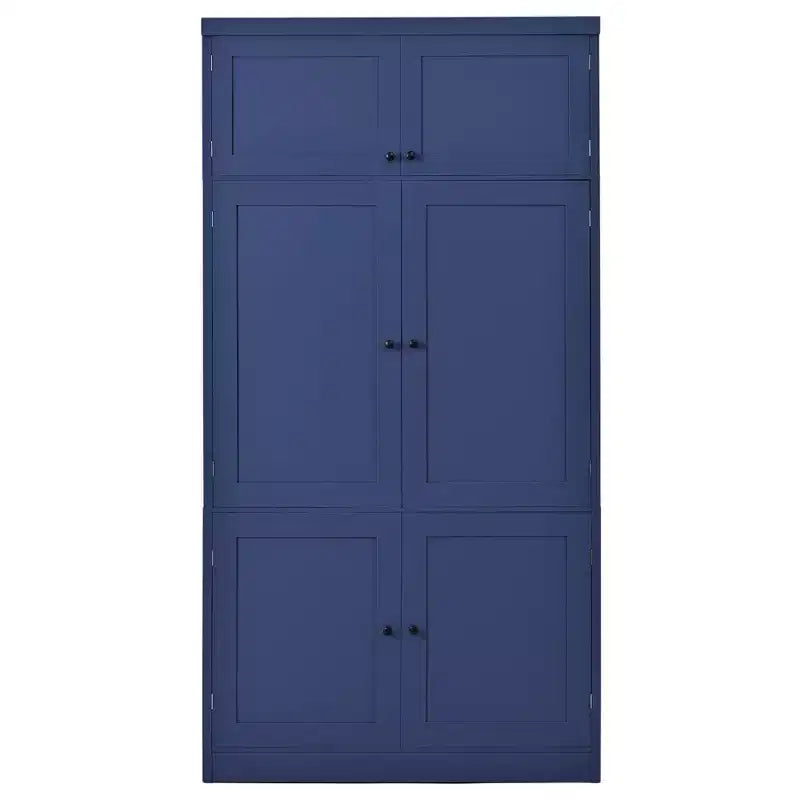 Dispensa Alta da Cucina con Prese di Corrente, Grande Credenza Autoportante con Supporto per Microonde, Cassetti, Scaffali, Portabottiglie e Ante con Ripiani