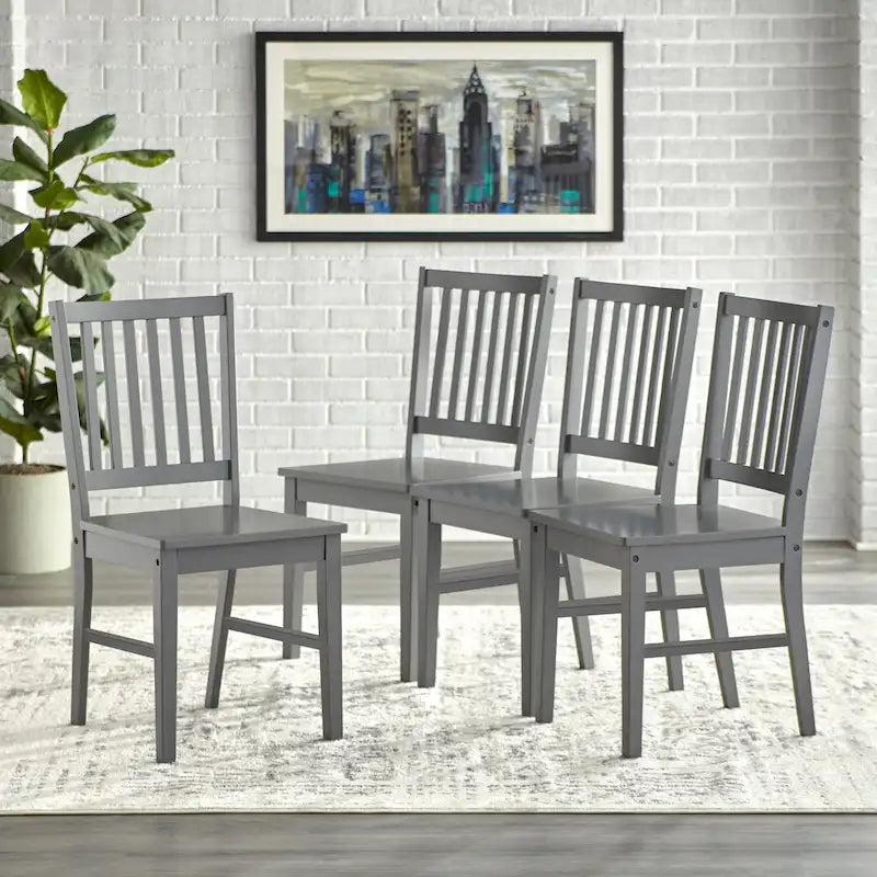Set di 4 sedie da pranzo con schienale a doghe in legno massello, struttura robusta, design classico, facile montaggio