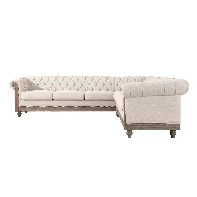 Divano componibile Mirod Large Retro con gambe in legno, comodo design modulare per salotto, soggiorno e spazi familiari