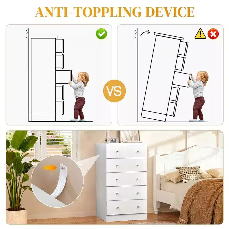 Karl Home Cassettiera Grande a 6 Cassetti per Camera da Letto e Comodino con Robusta Struttura Organizzatore Contenitore in Legno per Armadio, Bianco