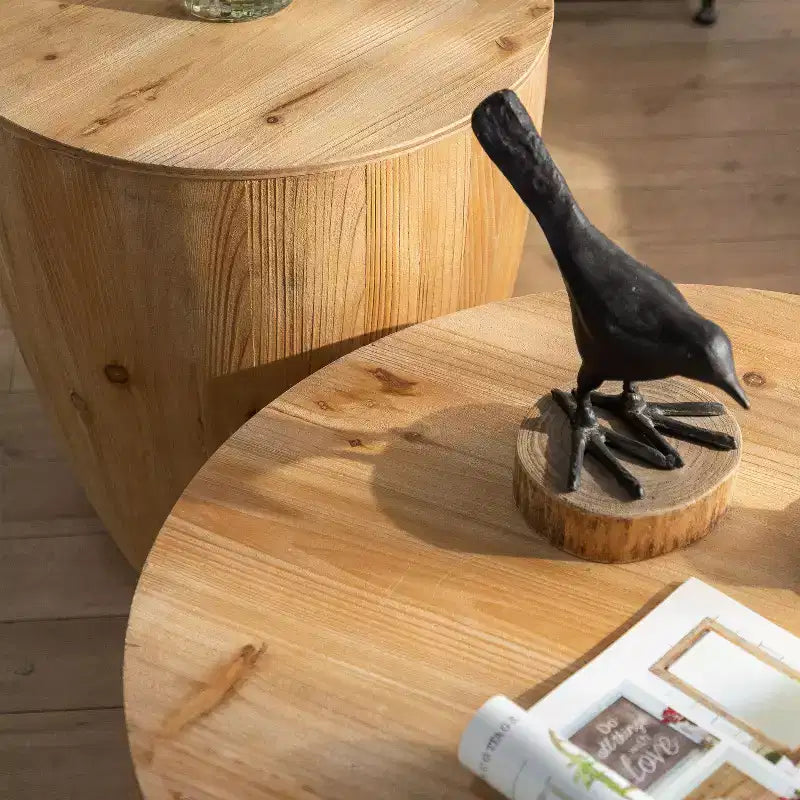 Tavolino contenitore rotondo retrò, in legno, adatto per soggiorno, sala da pranzo o ufficio.