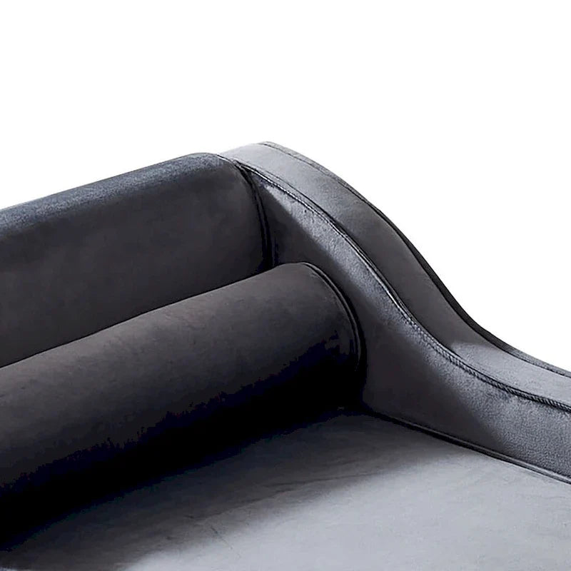 Sedia lunga da salotto francese elegante in velluto imbottito con cuscino e vano portaoggetti