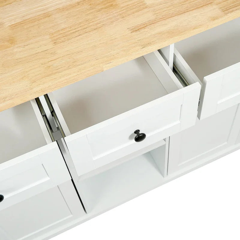 Carrello da Cucina con Piano a Ribalta in Legno di Gomma