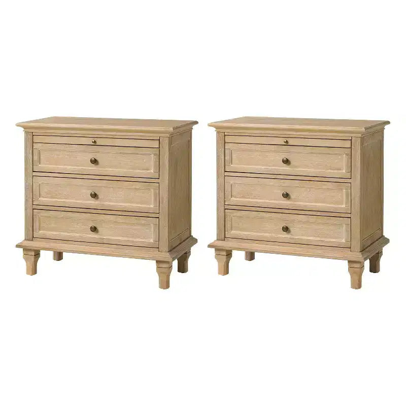 Giorgio 3 - Comodino con 3 cassetti e prese integrate, set da 2|HULALA HOME