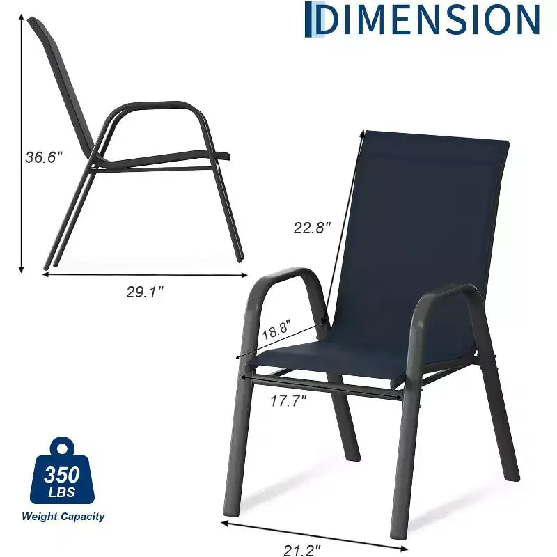 Sedie da patio, Set di 4/6 sedie da pranzo impilabili per esterni in textilene leggero per tutte le stagioni con braccioli per giardino, bordo piscina