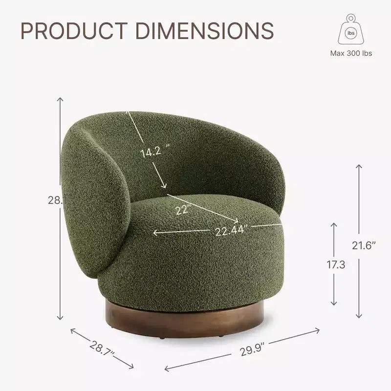Poltrona a botte girevole imbottita Spruce&Spring con base in legno