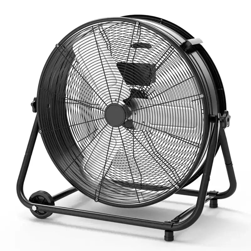 Ventilatore da Pavimento, Ventilatore Industriale - Ventilatore a Tamburo Robusto da 24 Pollici con 4 Velocità, Circolatore d'Aria in Metallo per Magazzino, Officina, Garage, Fabbrica, Cantina