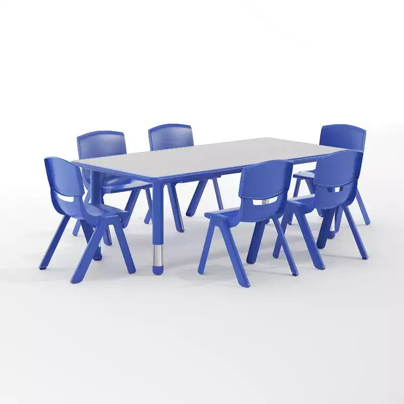 Set Tavolo Attività Rettangolare Regolabile in Altezza in Plastica Emma and Oliver 23.625"W x 47.25"L con 6 Sedie