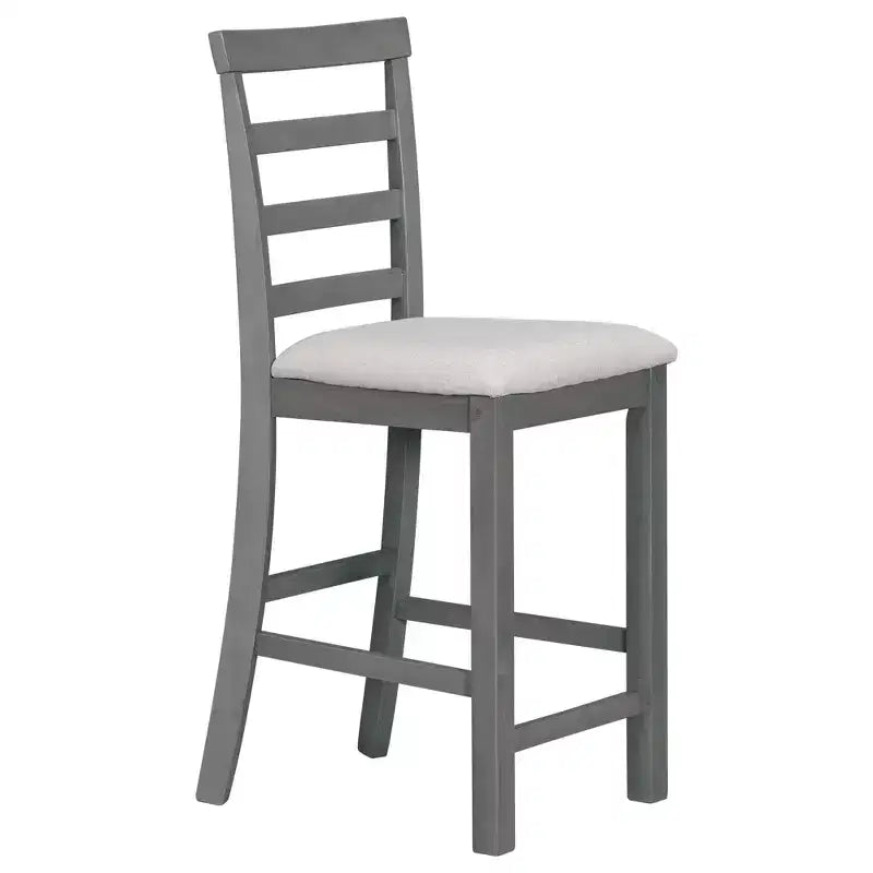Set da pranzo da 5 pezzi in stile rustico ad altezza bancone con sedie per 4 persone, tavolo rettangolare in legno con ripiani e scomparto per bar/vino