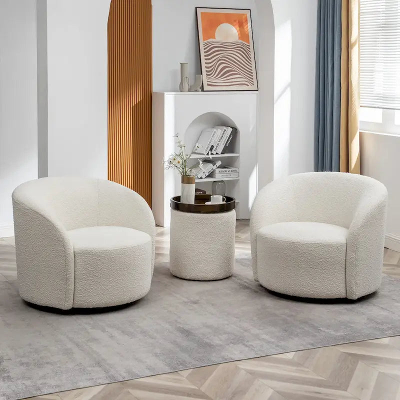 Poltrona girevole a barilotto imbottita KINWELL da 34 pollici (Set di 2)
