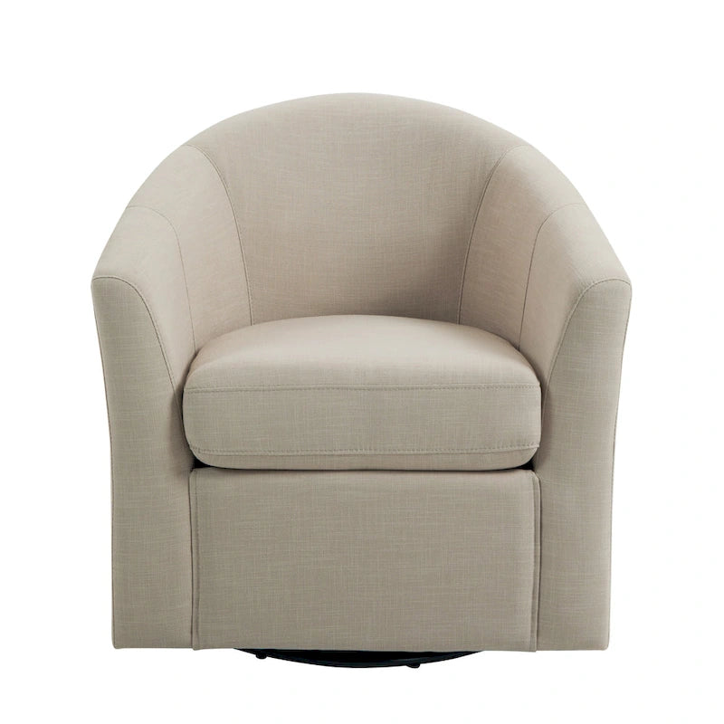 Set di 2 Poltrone Girevoli Moderne Imbottite a Barilotto, Poltrone Accent per Soggiorno