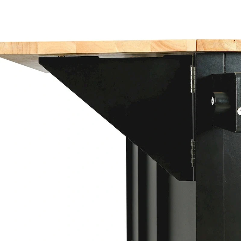 Carrello da Cucina con Piano a Ribalta in Legno di Gomma