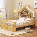 Letto a Capanna ModernLuxe per Bambini, Misura Singola/Piazza e Mezza, in Legno con Testiera Contenitore, Struttura in Pino Massiccio con Sponde di Protezione