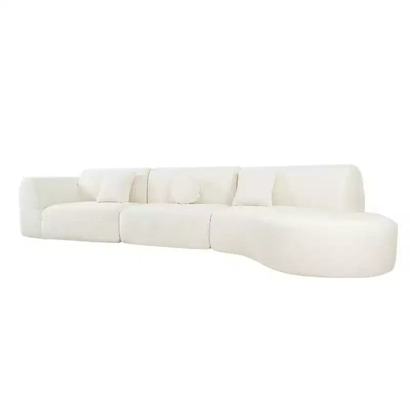 Divano componibile curvo moderno da 140 pollici con chaise longue, set da 3 pezzi, per soggiorno