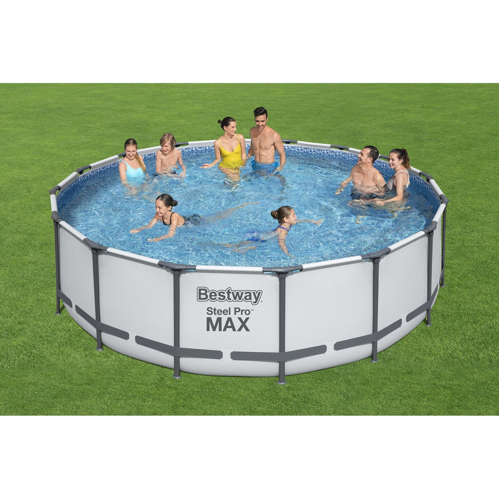 Piscina Fuori Terra Rotonda Bestway Steel Pro MAX con Pompa e Copertura