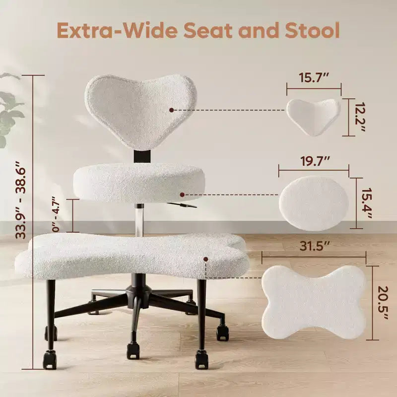 Pinmoco Sedia da ufficio ergonomica Criss Cross, sedia da meditazione regolabile in altezza, girevole a 360°, supporto lombare, sedia da lavoro e da ufficio, sedia ADHD