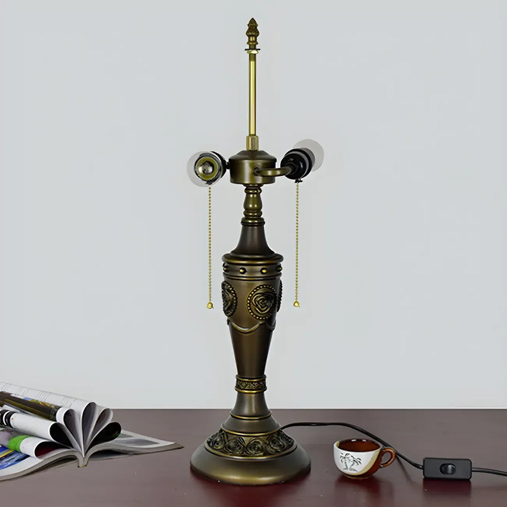 Lampada da tavolo HomeyFad a 2 luci, vintage, con cupola in vetro inossidabile