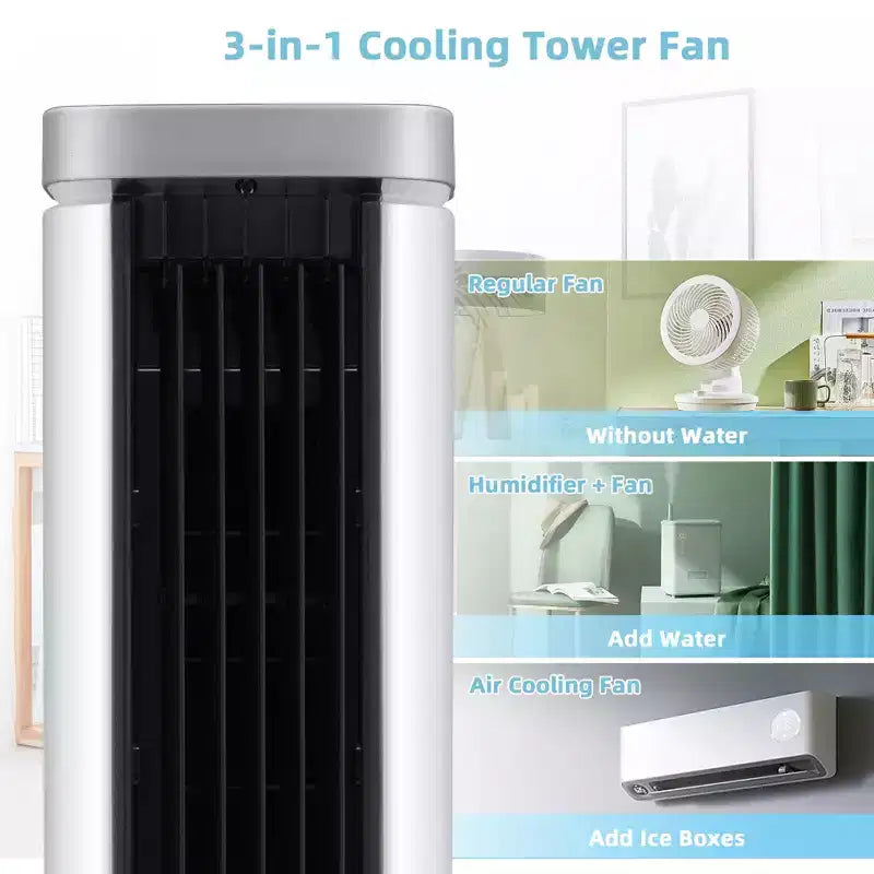Costway Raffreddatore d'Aria Evaporativo Portatile 3-in-1 da 40" con Ventilatore a Torre Senza Pale e Timer