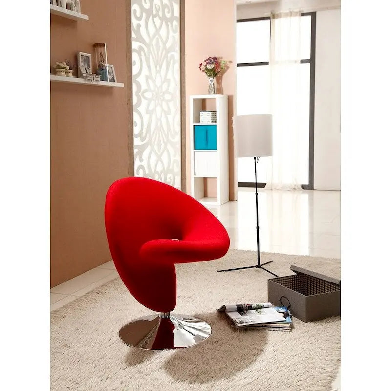 Poltrona girevole accent Curl Chrome di Manhattan Comfort in misto lana (Set di 2)