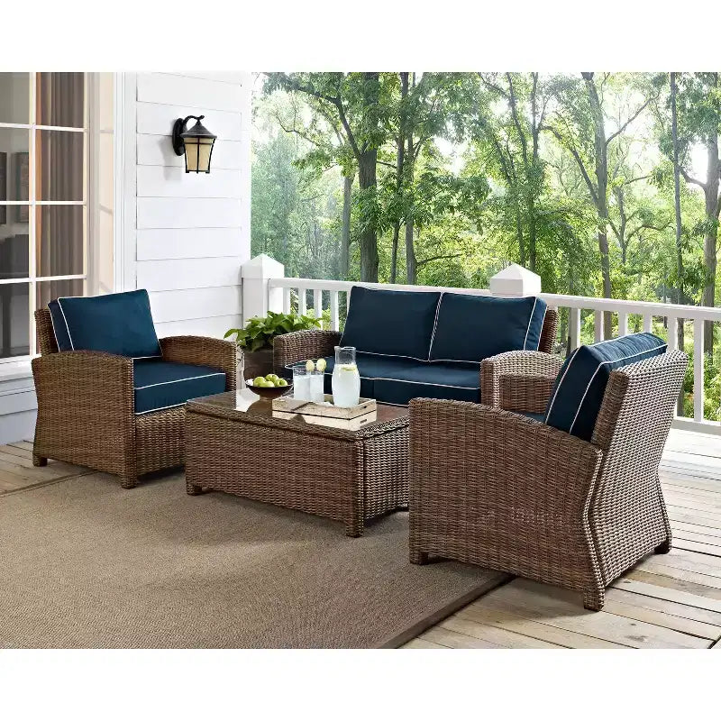 Set conversazione da esterno in vimini Bradenton 4 pezzi - Crosley