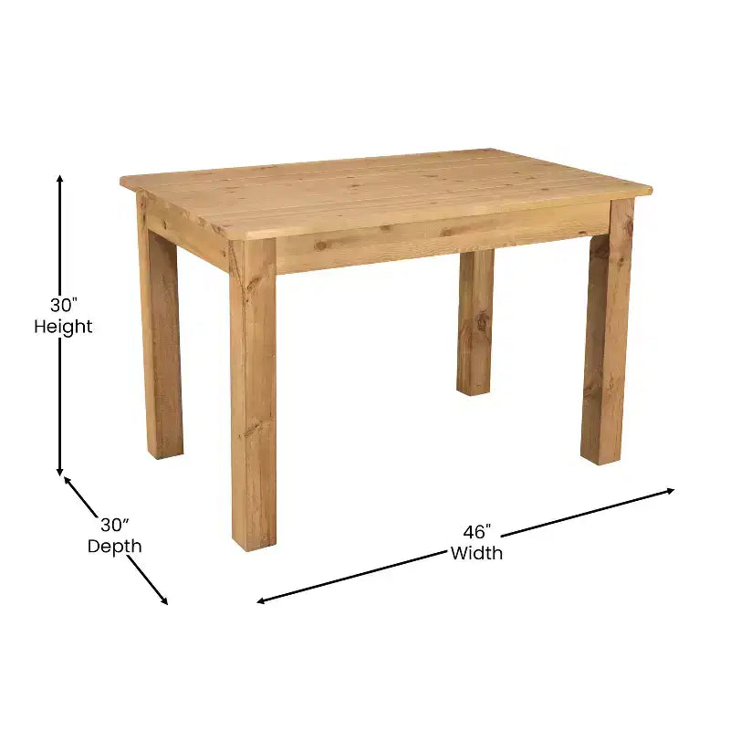 Flash Furniture Tavolo da Pranzo Rettangolare Rustico in Pino Massiccio 46 x 30