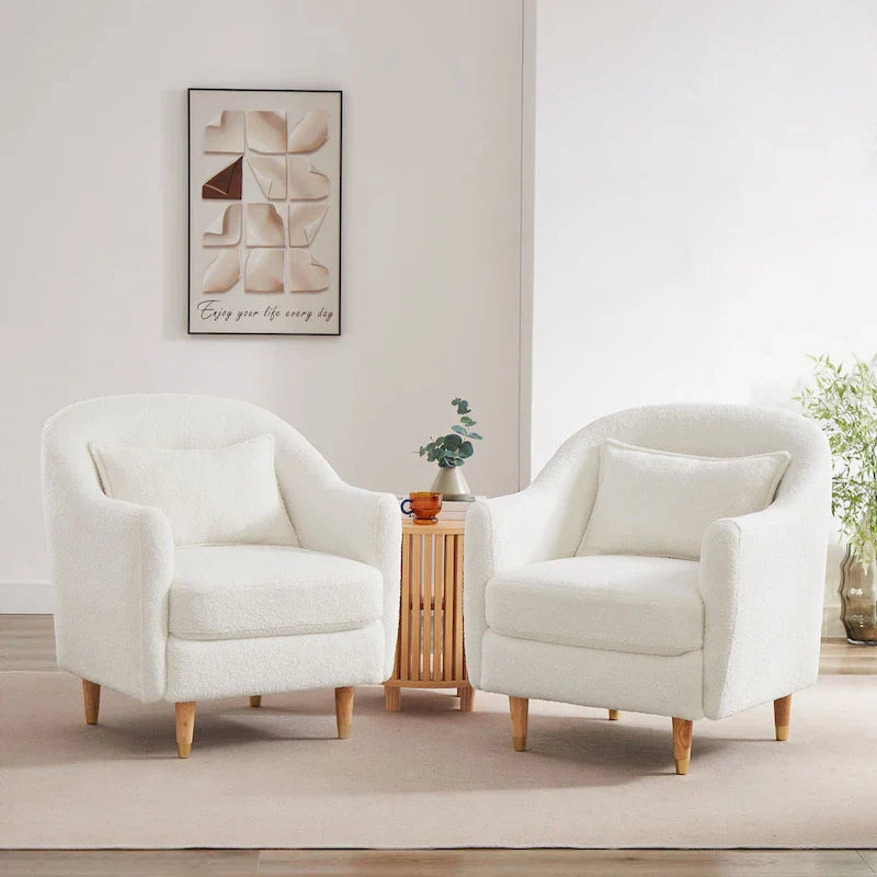 Set di 2 Poltrone Accent, in Velluto a Botte con Gambe in Legno Massello 28,34W