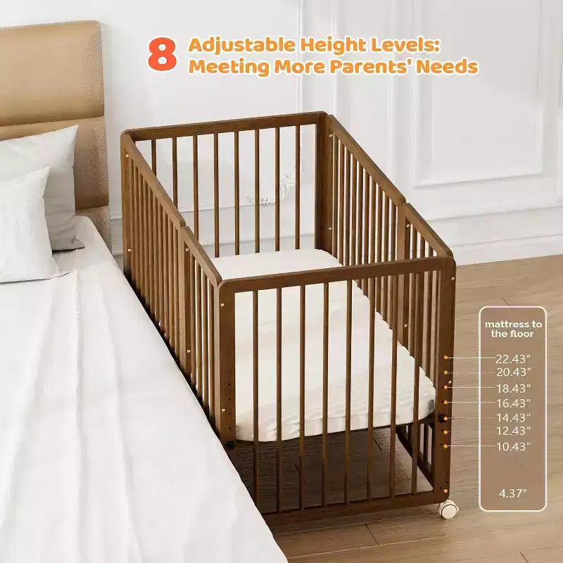 Culla convertibile JOYMOR 8 in 1, include 2 materassi, si trasforma in culla, culla media, culla a grandezza naturale, lettino da giorno, lettino per bambini e box.