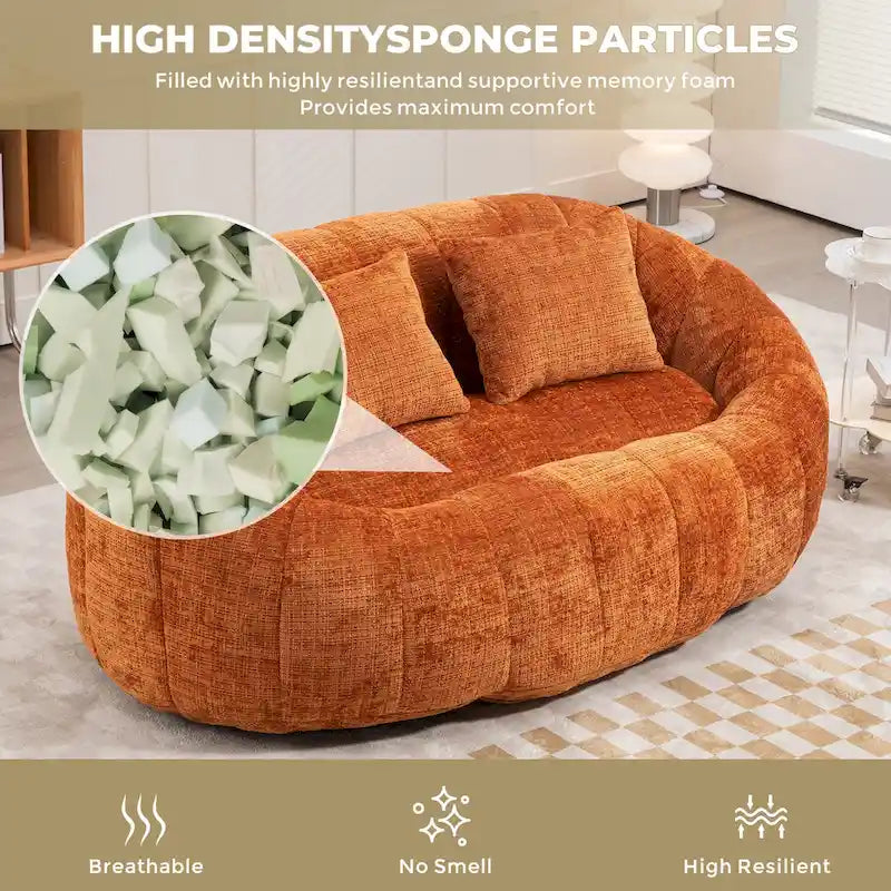 GDFStudio - Divano Pigro a 2 Posti Laurel Chenille con Schiuma ad Alta Densità e Comfort Extra Large