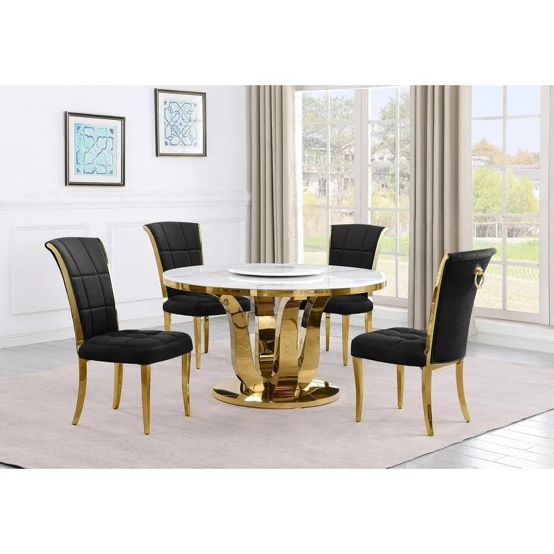 Best Quality Furniture D325-SC324-7 Set da pranzo rotondo da 5 pezzi