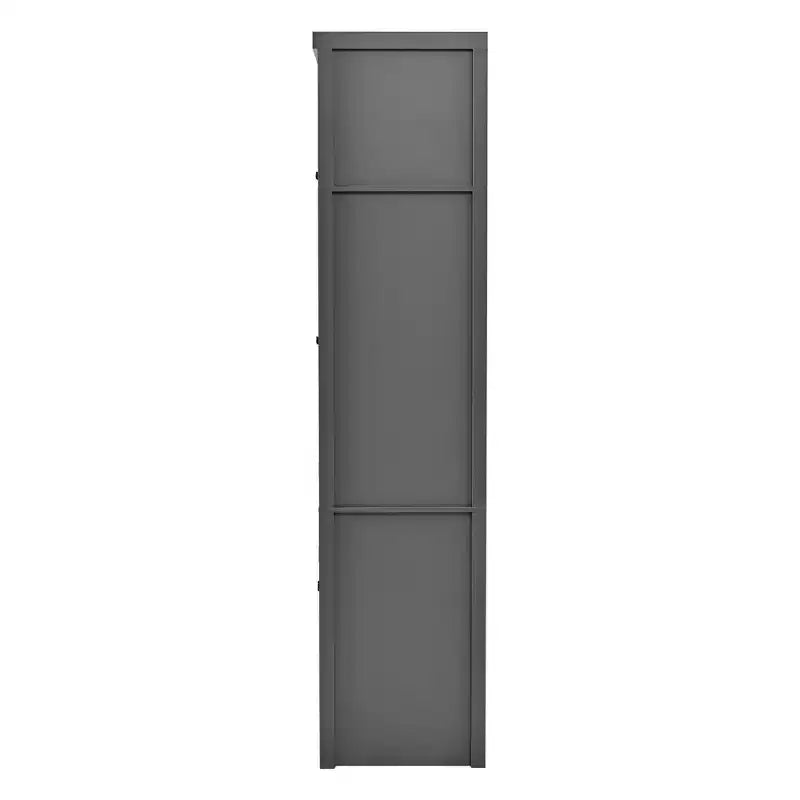 Dispensa Alta da Cucina con Prese di Corrente, Grande Credenza Autoportante con Supporto per Microonde, Cassetti, Scaffali, Portabottiglie e Ante con Ripiani