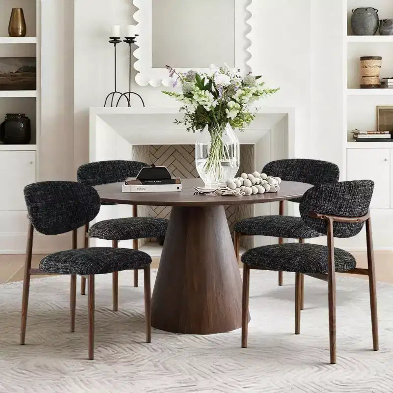 Set di 4 sedie da pranzo moderne imbottite con schienale curvo, sedie laterali senza braccioli con struttura in ferro per sala da pranzo, cucina-Panipeachy
