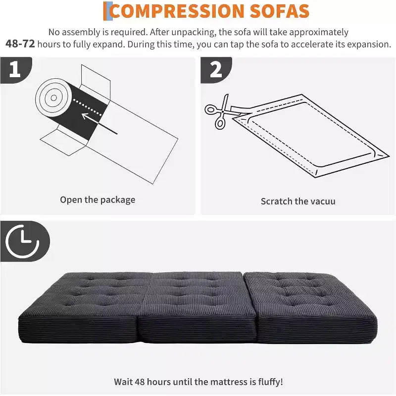 39x75 Tri-Fold Divano Letto in Memory Foam 6 Materasso Trapuntato