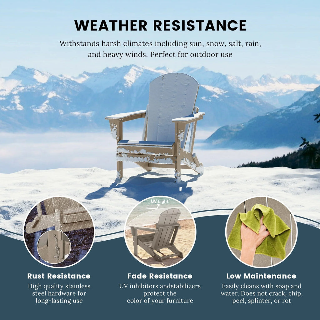 Polytrends Laguna Sedia Adirondack Pieghevole da Esterno per Patio Resistente allo Sbiadimento e alle Intemperie
