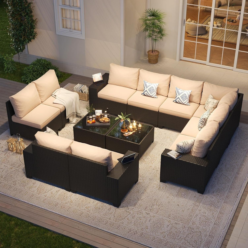 Set di Mobili da Esterno per Patio con Cuscino Spesso 10 cm