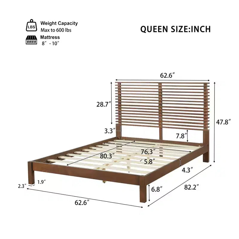 Christopher Knight Home Eunji - Struttura letto moderna in legno di pino con testiera a doghe orizzontali