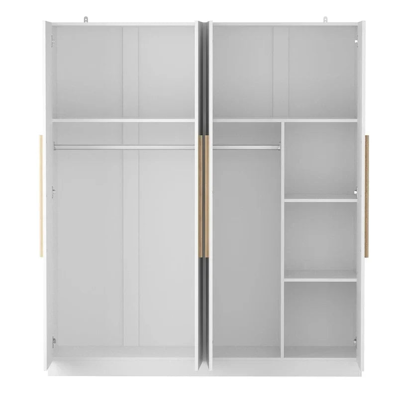 Armadio moderno freestanding in legno massiccio con ripiani