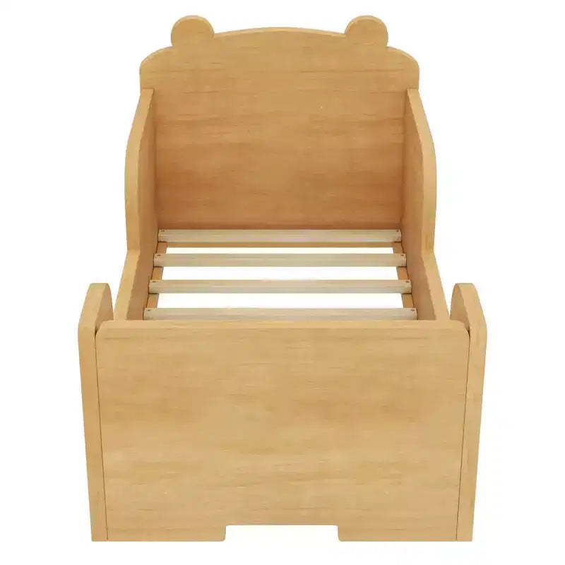 Letto a terra a forma di orso Okak per bambini dai 3 ai 6 anni, telaio per lettino con sponda di sicurezza, grazioso letto per bambini a forma di animale