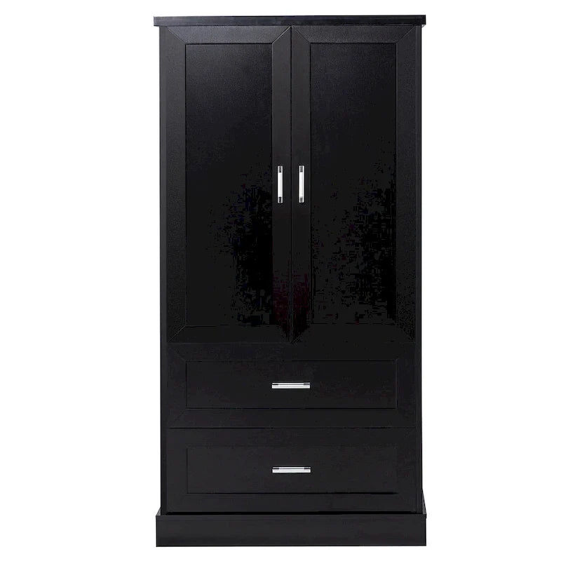 Armadietto alto da bagno, Armadietto con due ante e cassetti, Ripiano regolabile, Pannello in MDF