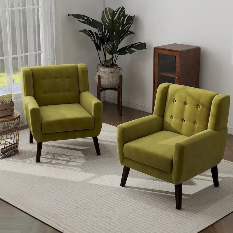 Set di 2 Poltrone Accent in Velluto per Soggiorno, Poltrona Imbottita