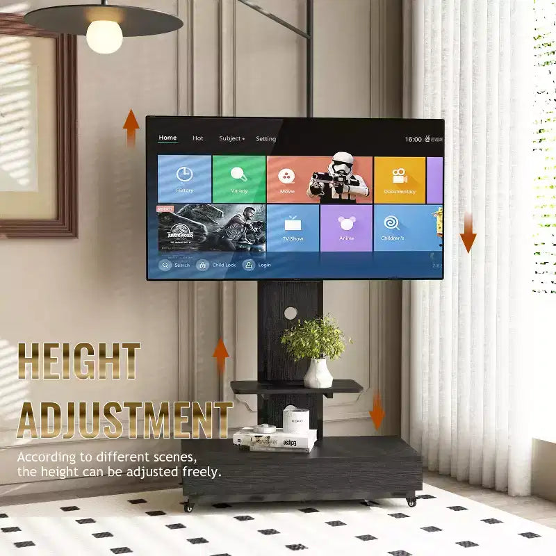 Mobile porta TV per televisori da 32-75 pollici, carrello TV mobile regolabile in altezza con cassetto e ruote per soggiorno, camera da letto, uffici -ModernLuxe