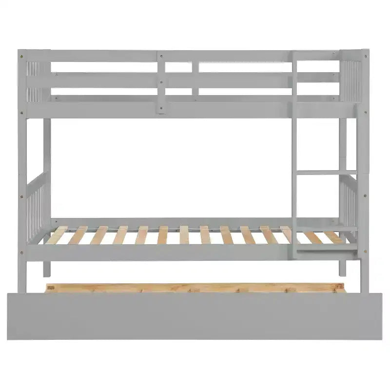Letto a castello moderno in legno a due piani con letto estraibile, convertibile in 2 letti