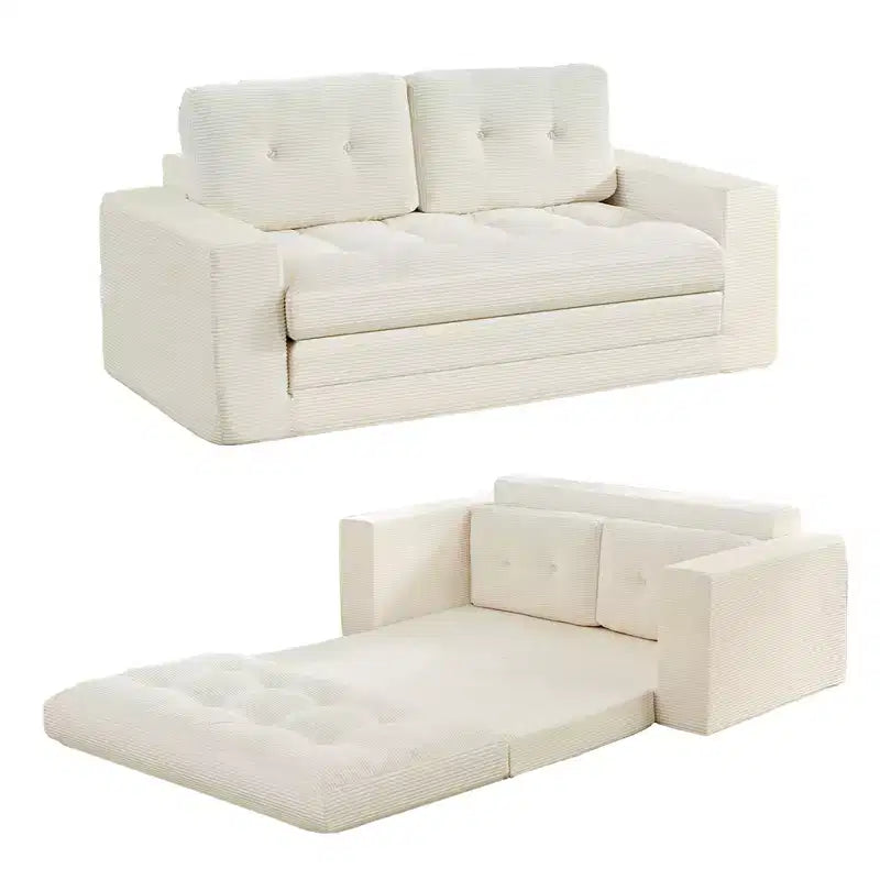 Mjkone Divano letto futon convertibile 2 in 1 da 180 cm, in tessuto a coste, pieghevole, con bottoni trapuntati, divanetto salvaspazio