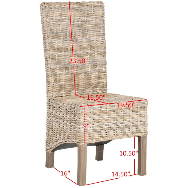 Set di 2 sedie da pranzo in vimini naturale 48L x 56P x 104A cm, stile Boho Coastal