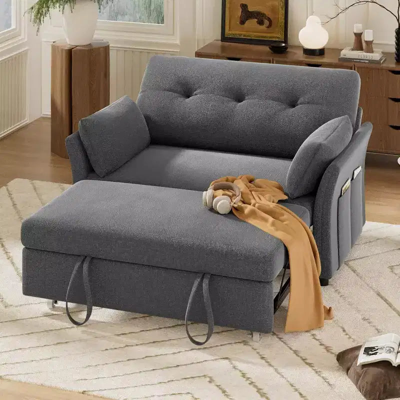Dyonery Divano Letto Convertibile 3-in-1, Divano Letto Estraibile con Tasca Laterale e Schienale Regolabile, Montaggio Senza Attrezzi, Divanetto Pieghevole
