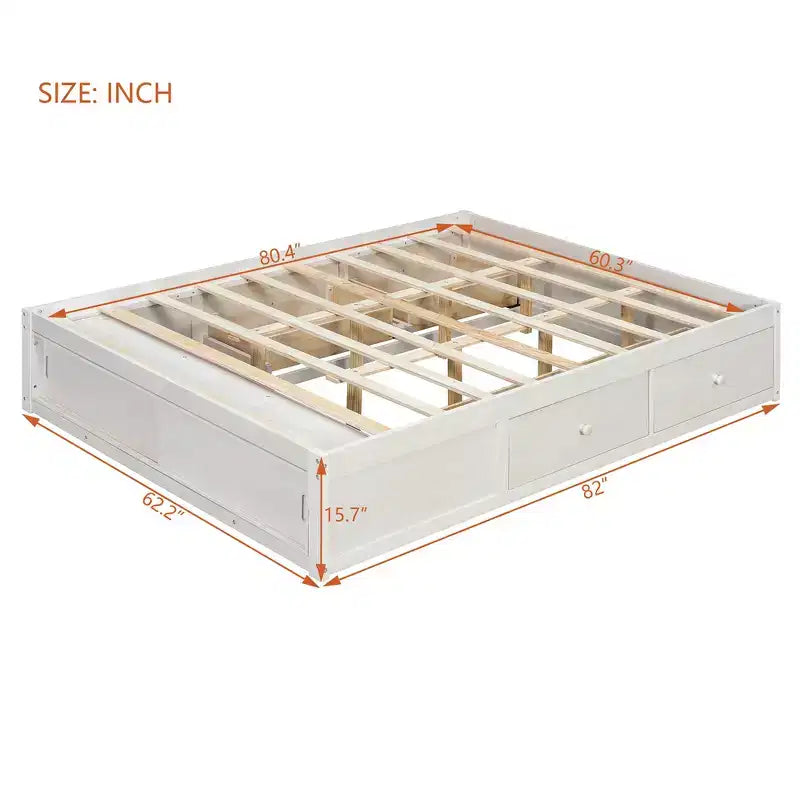 Struttura letto a piattaforma Whisen Queen con 4 cassetti e contenitore nella pediera