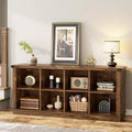 Libreria organizer a 8 cubi, libreria orizzontale rustica, libreria in legno da 62 pollici per ingresso, librerie lunghe e basse per soggiorno