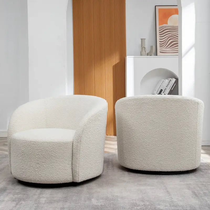 Poltrona girevole a barilotto imbottita KINWELL da 34 pollici (Set di 2)